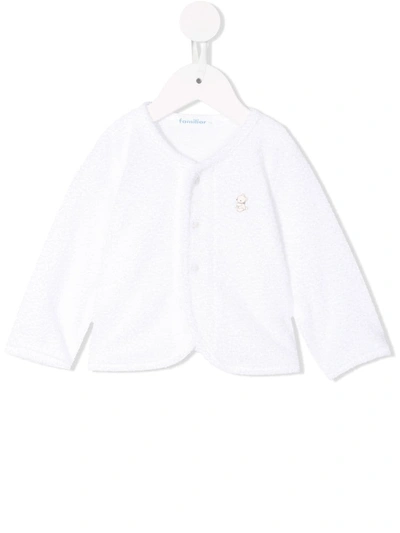 Familiar Babies' Textured V-neck Cardigan In White
