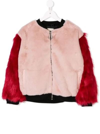 Andorine Teen Faux Fur Bomber Jacket In Pink