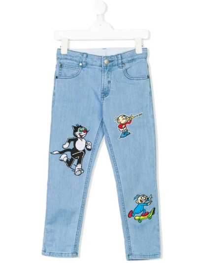 Stella Mccartney Kids' Dandy Patch Slim Jeans In Blue
