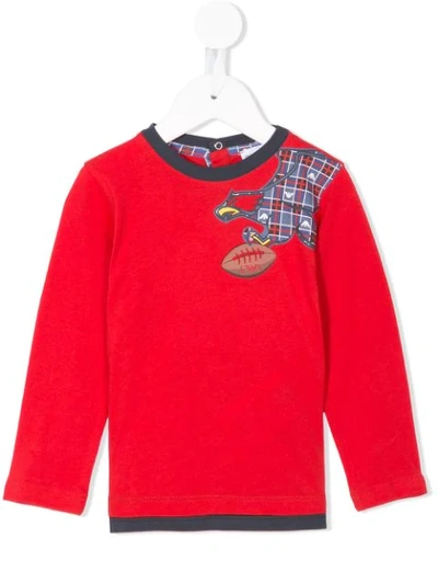Emporio Armani Babies' Rugby Player Long Sleeve T-shirt In Red
