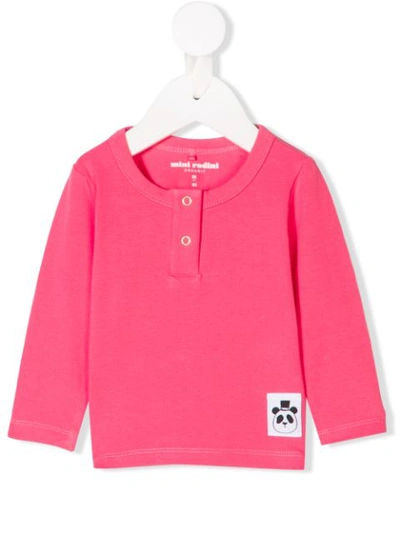 Mini Rodini Babies' Snap-button Long Sleeve Top In Pink
