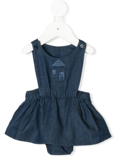 Knot Babies' Hygge House Denim Pinafore In Blue