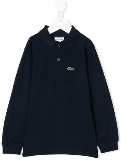 Lacoste Kids' Logo Patch Polo Shirt In Blue