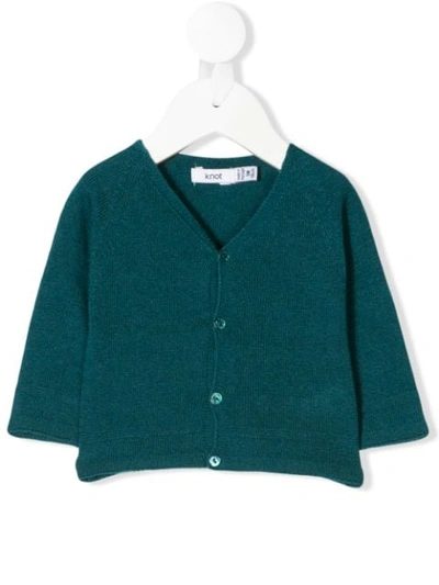 Knot Babies' Raglan Sleeve Basic Cardigan In Blue