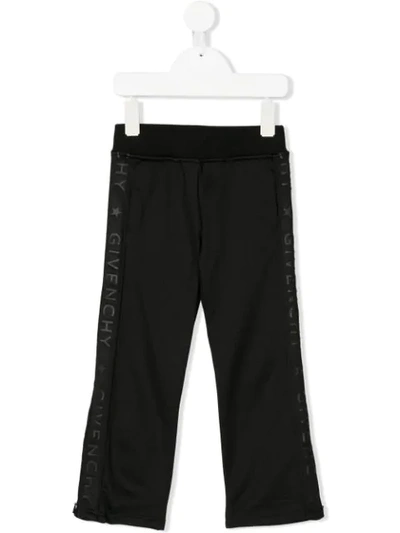 Givenchy Kids' Branded Sides Straight Trousers In Black