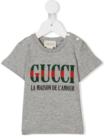 Gucci Babies' La Maison De L'amour Printed T-shirt In Grey