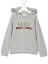Gucci Kids' Logo-print Hoodie In Grey