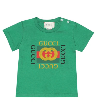 Gucci Baby Printed Cotton T-shirt In Green
