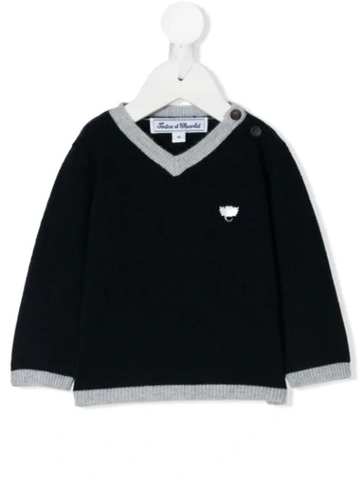 Tartine Et Chocolat Babies' Logo Embroidered Sweater In Blue