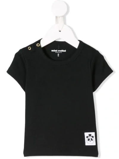 Mini Rodini Babies' Logo Patch T-shirt In Black