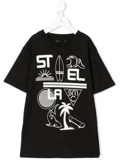Stella Mccartney Kids' Palm Print T-shirt In Black
