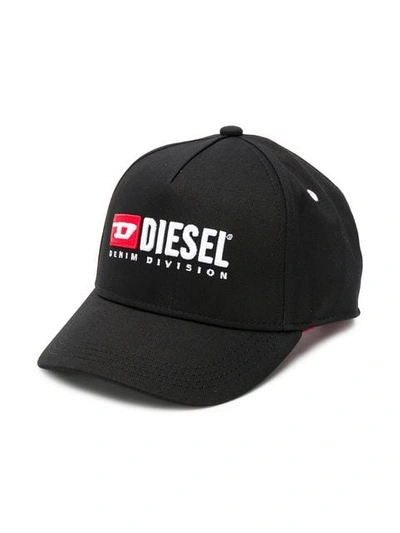 Diesel Kids' Logo Embroidered Cap In Black