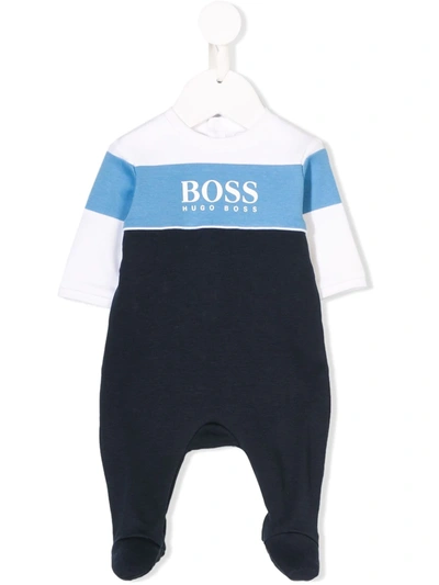 Hugo Boss Babies' Colour Block Romper In Blue