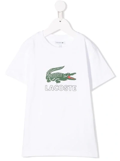 Lacoste Teen Logo Print T-shirt In White