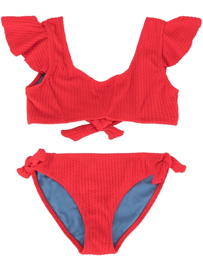 Duskii Girl Kids' Yara Ruffle Bikini Set In Red
