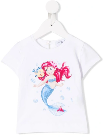 Monnalisa Babies' Little Mermaid T-shirt In White