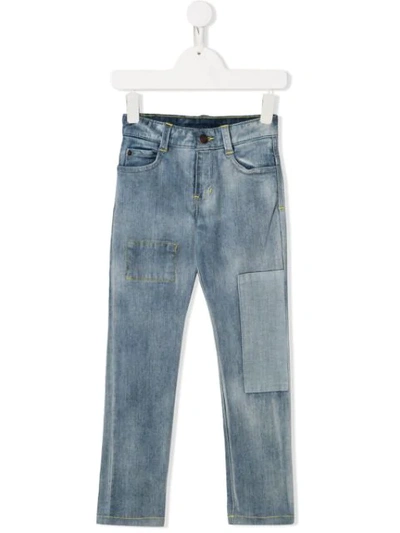 Little Marc Jacobs Kids' Bleached Patchwork Jeans In Blue