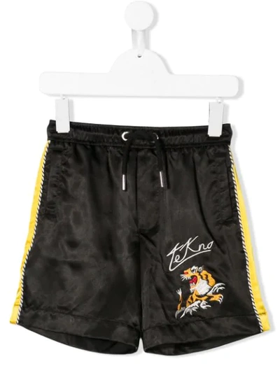 Diesel Kids' Pdoo Satin Shorts In Black