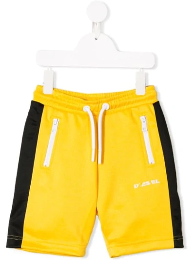 Diesel Kids' Pskash Logo Shorts In Yellow