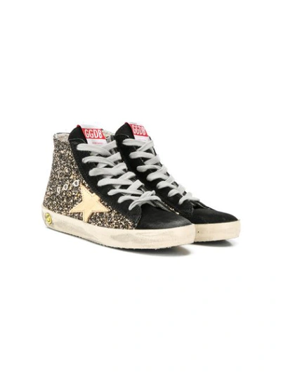 Golden Goose Kids' Glittered High Top Trainers In Gold