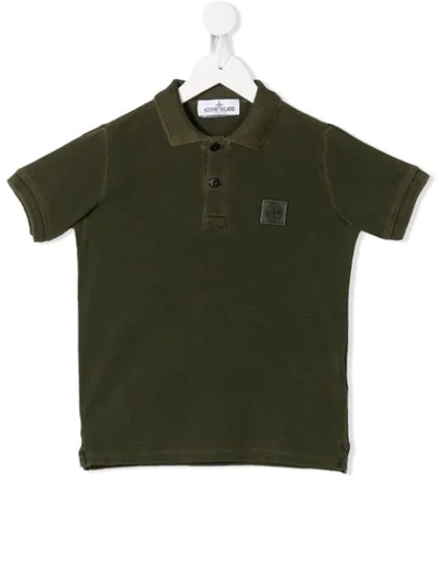 Stone Island Junior Kids' Logo Patch Polo Shirt In Verde