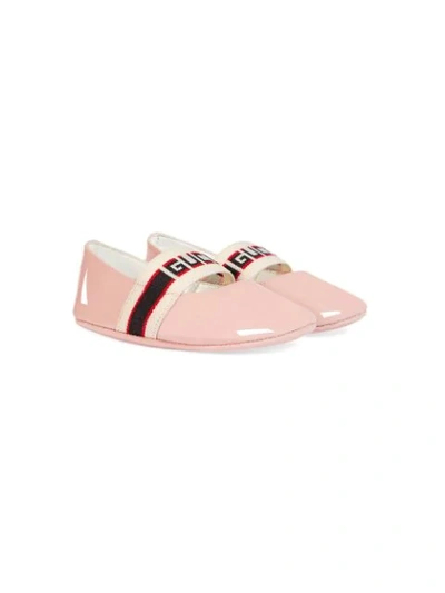 Gucci Baby Mimi Logo Mary Jane Flat In Pink
