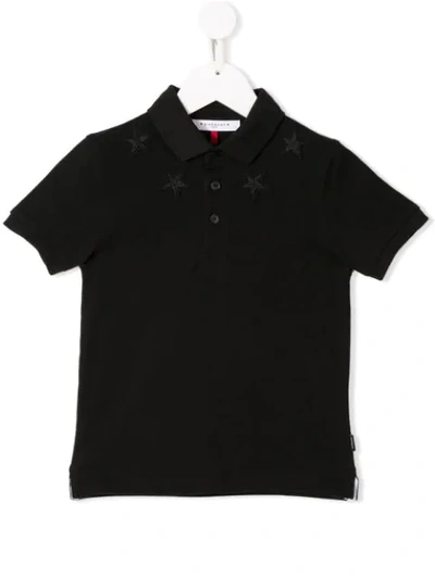Givenchy Kids' Star Embroidered Polo Shirt In Black