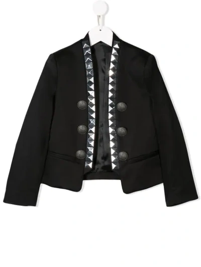 Balmain Kids' Studded Button-embellished Jacket In Black