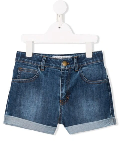 Philosophy Di Lorenzo Serafini Kids' Rear Print Denim Shorts In Blue