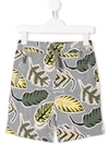 Stella Mccartney Kids' Leaf Print Track Shorts In Grey