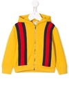 Gucci Babies' Web Zipped Hoodie In Yellow