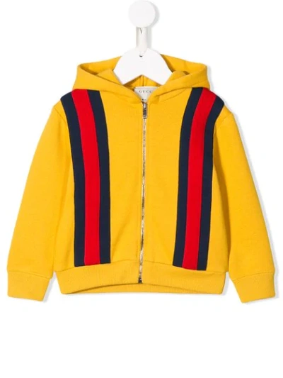 Gucci Babies' Web Zipped Hoodie In Yellow