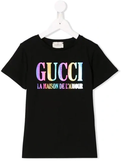 Gucci Kids' Logo Print T-shirt In Black
