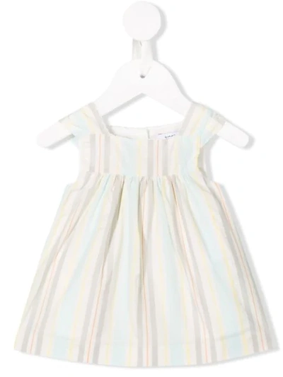 Knot Babies' Rhythm Stripes Pinafore Dress In Neutrals