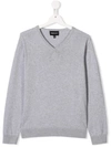 Emporio Armani Kids' Long-sleeve Fitted Sweater In Grey