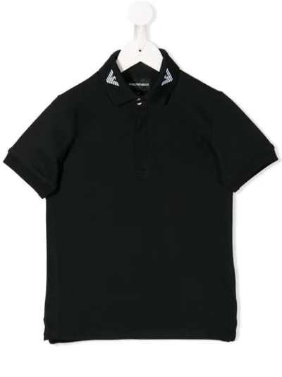 Emporio Armani Kids' Logo Polo Shirt In Black