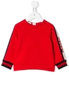 Gucci Babies' Logo Sleeve Sweater In Crab Red/ Blue/ Red