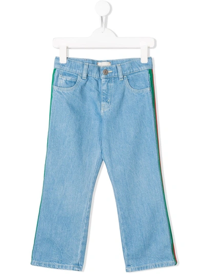 Gucci Kids' Striped Panel Jeans In Blue