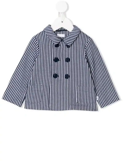Il Gufo Babies' Striped Double-breasted Jacket In Blue