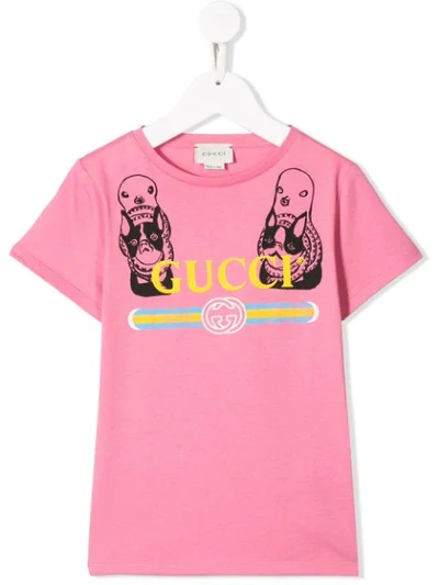 Gucci Kids' Logo Print T-shirt In Pink