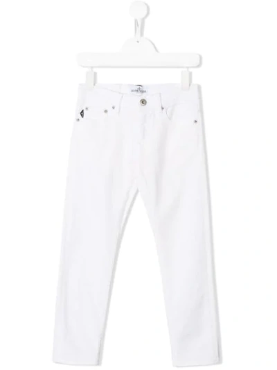Stone Island Junior Kids' Slim-fit Jeans In White
