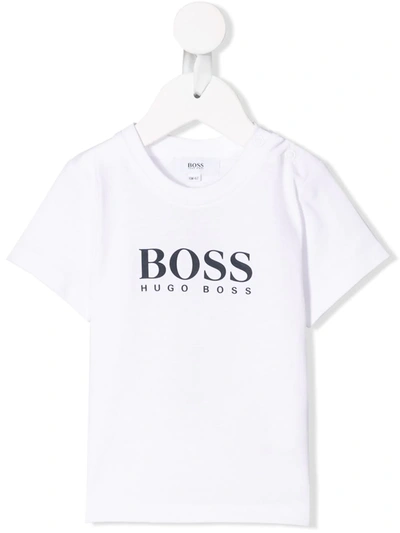 Hugo Boss White T-shirt For Baby Boy With Logo In Bianca