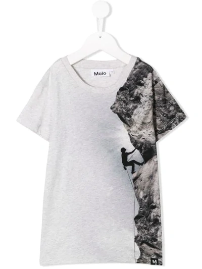Molo Kids' 'climber' Print T-shirt In Grey
