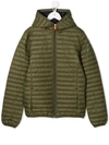 Save The Duck Teen Quilted Hooded Jacket In Green
