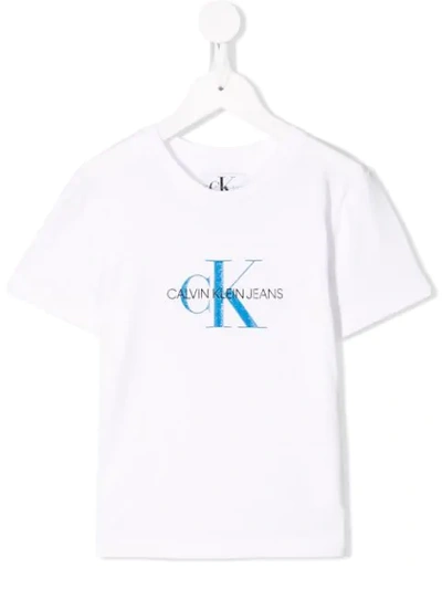 Calvin Klein Kids' Logo Print T-shirt In White