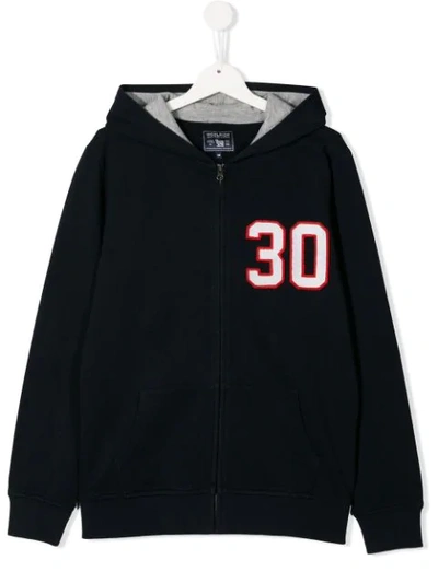 Woolrich Kids' Logo Zipped Hoodie In Blue