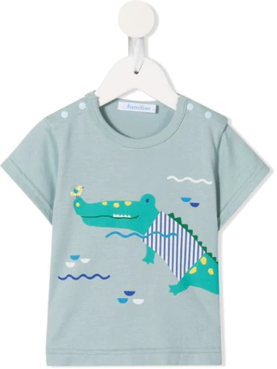 Familiar Babies' Crocodile Print T-shirt In Blue