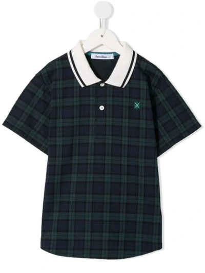 Familiar Kids' Check Polo Shirt In Blue