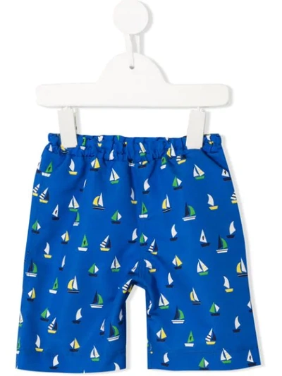 Familiar Kids' Boat Print Swim Shorts In Black