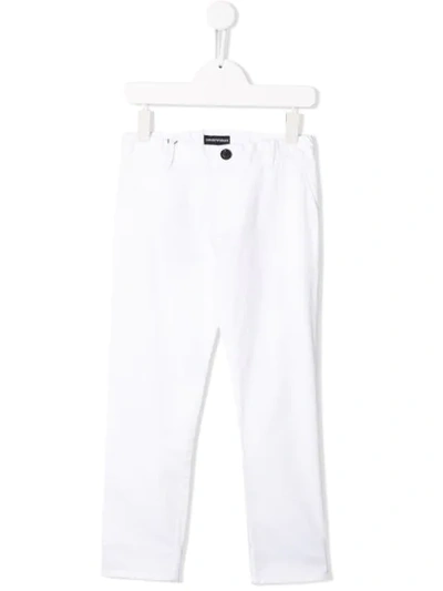 Emporio Armani Slim-fit Chino Trousers In White